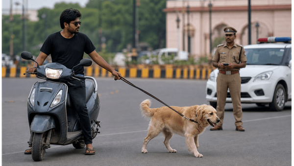 स्कूटर के साथ कुत्ते को दौड़ाना पड़ा भारी, लखनऊ के इस वायरल वीडियो ने मचाया हड़कंप
