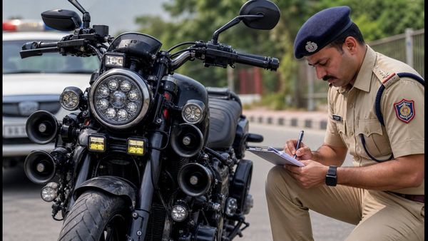 बाइक में प्रेशर हॉर्न और लाइट लगवाना पड़ेगा भारी, पुलिस ने काटा 21,500 रुपये का चालान
