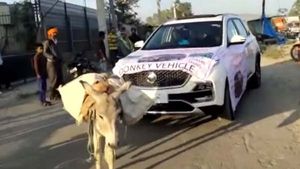 एमजी हेक्टर के ग्राहक ने कार में बंधवाया गधा, कहा यह कार इंसानों के लायक नहीं
