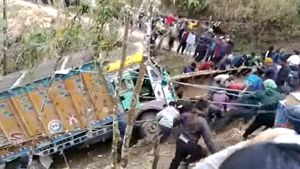 खाई में गिरा ट्रक तो पूरा गांव हुआ निकालने के लिए एकजुट, देखें हैरान करने वाला वीडियो