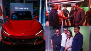 बॉलीवुड के दिग्गज Sunny Deol और Madhuri Dixit ने Ferrari की इस धांसू SUV का लिया जायजा, जानें सुपरकार की कीमत