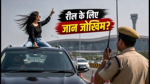 रील के चक्कर में मौत को दावत: हैदराबाद में चलती कार की छत पर बैठी महिला, पुलिस ने दर्ज किया केस