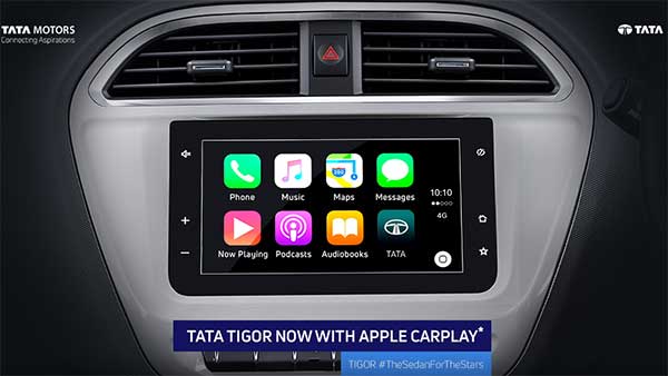 टाटा टियागो व टिगोर में अब दिया गया एप्पल कार प्ले कनेक्टिविटी की सुविधा