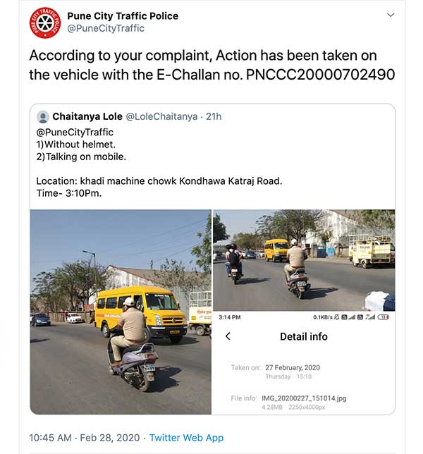 ट्विटर पर की शिकायत तो पुलिस वाले का कटा चालान, देखें तस्वीरें