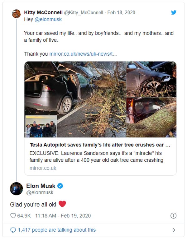 टेस्ला कार के ऑटो पायलट फीचर ने बचाई 8 लोगों की जान, महिला ने ट्वीट कर कहा एलोन मस्क को शुक्रिया