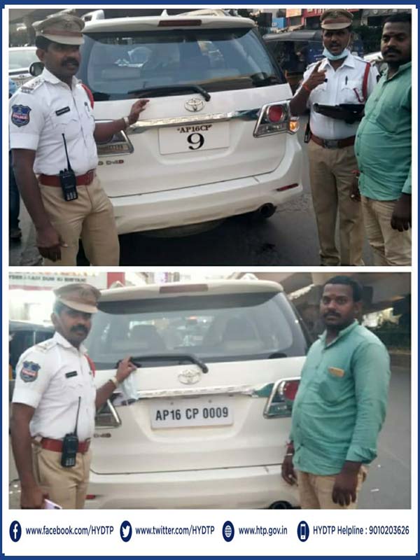 पुलिस ने पकड़ी फैन्सी नंबर प्लेट लगी फॉर्च्यूनर, प्लेट बदलवाने के बाद छोड़ा