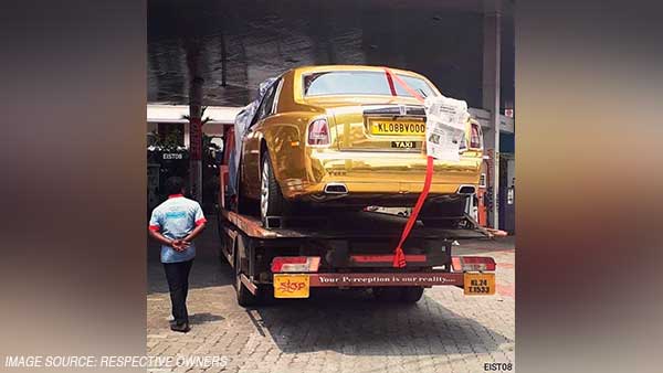 गोल्ड रोल्स रॉयस फैंटम टैक्सी नंबर प्लेट आयी नजर केरल