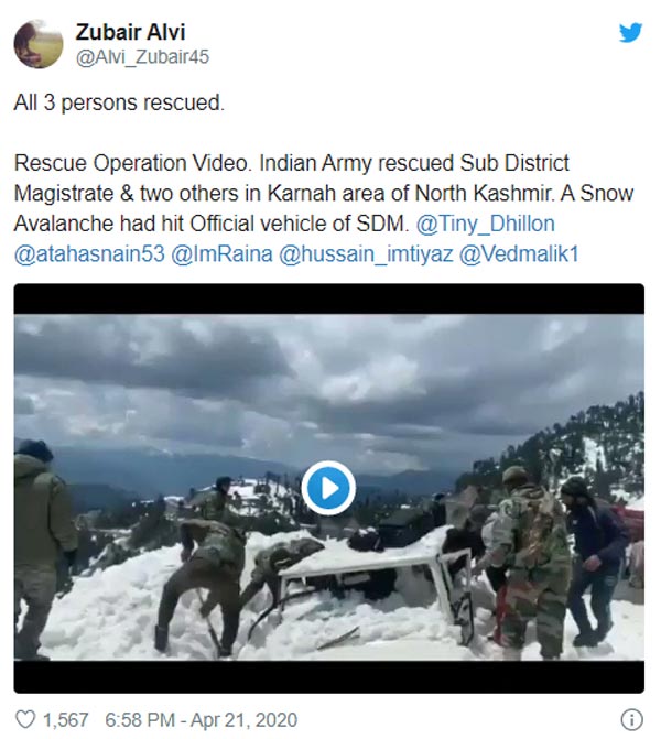 स्नो एवलांच में एसडीएम समेत तीन लोग बोलेरो में फंसे भारतीय सेना ने किया रेस्क्यू, देखें वीडियो