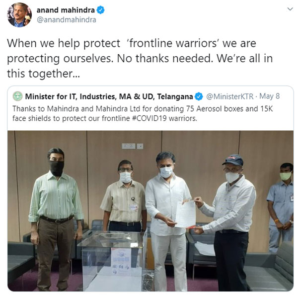 Mahindra Donates To Telangana Government: महिंद्रा ग्रुप ने की तेलंगाना के कोरोना वाॅरियर्स की मदद