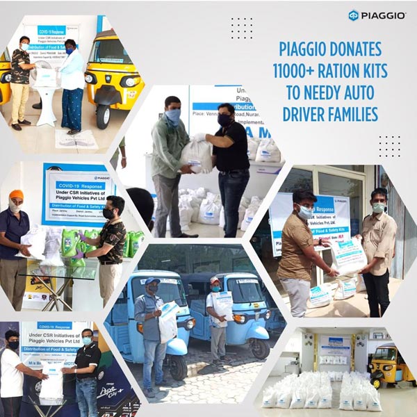 Piaggio Donates Ration Kits To Auto Rickshaw Drivers: पियाजियो ने ऑटो ड्राइवरों को बांटे राशन किट