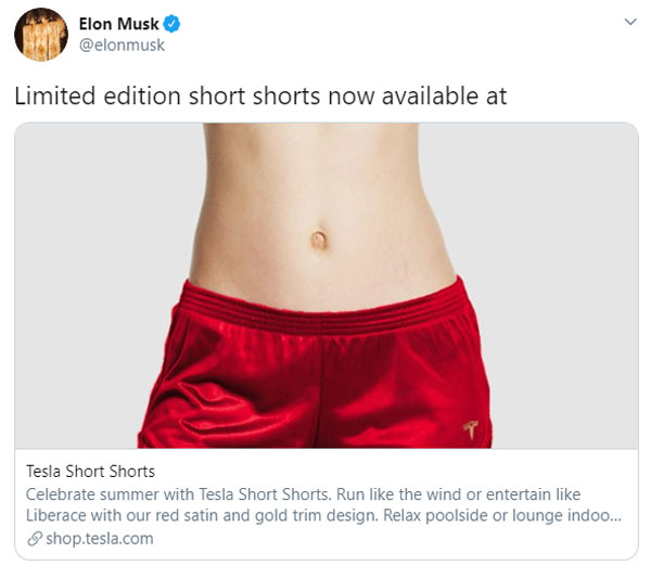 Tesla Short Shorts Branded Apparel: टेस्ला बेच रही है छोटे शॉर्ट्स इलॉन मस्क ने किया लॉन्च