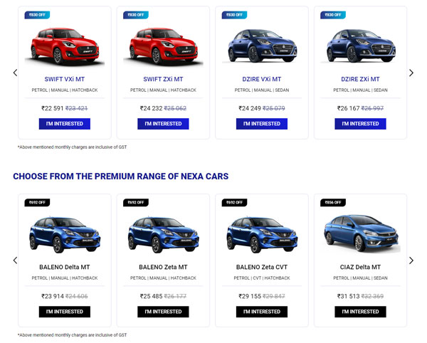 Maruti Subscription Program: मारुति के लीज प्रोग्राम में सबसे सस्ती कार 711 रुपये/दिन पर