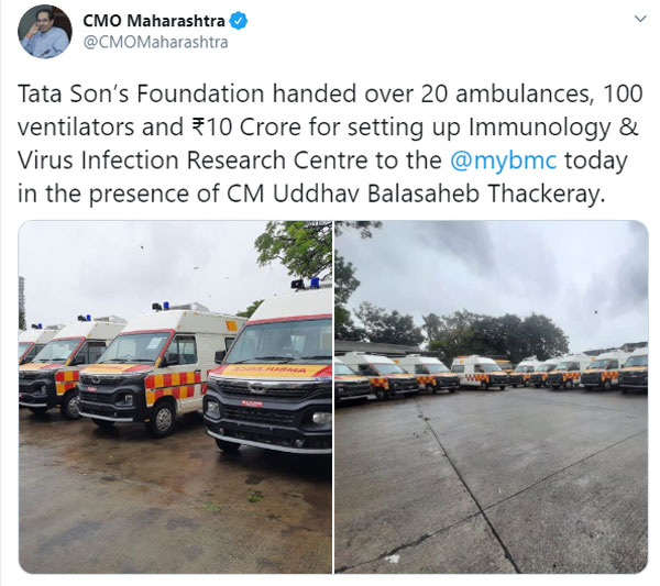 Tata Donates 20 Winger BS6 To BMC: टाटा ने कोरोना से जंग के लिए दान की 20 विंगर बीएस6