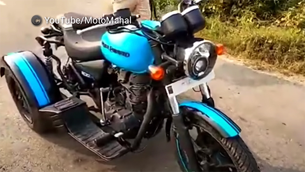 इस रॉयल एनफील्ड थंडरबर्ड को ट्राइक में किया तब्दील, रिवर्स गियर का भी दिया ऑप्शन