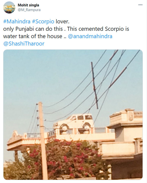 घर के ऊपर बनवाया महिंद्रा स्कॉर्पियो जैसा वॉटर टैंक, देखें तस्वीरें घर के ऊपर बनवाया महिंद्रा स्कॉर्पियो जैसा वॉटर टैंक, देखें तस्वीरें