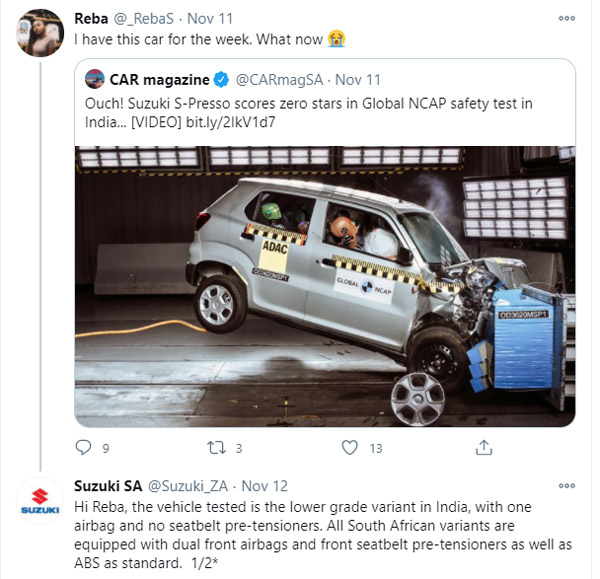 Maruti S-presso Safety Concerns: मारुति सुजुकी एस-प्रेसो की अफ्रीकी मॉडल है ज्यादा सुरक्षित