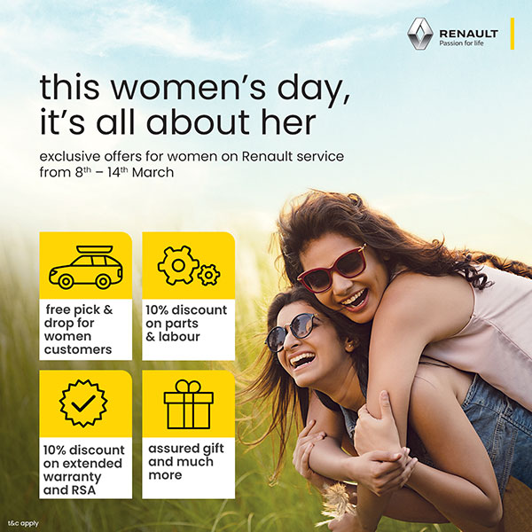 Renault Women's Day Offer: रेनॉल्ट महिला दिवस पर उपलब्ध करा रही यह ऑफर्स, मिल रही गिफ्ट