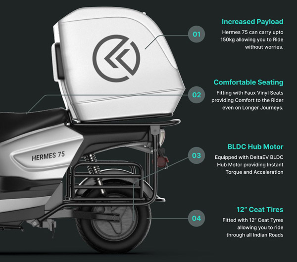 Kabira Hermes 75 e-Scooter: कबीरा हरमेस 75 हाई स्पीड इलेक्ट्रिक डिलीवरी स्कूटर हुई लाॅन्च, रेंज 120 किमी