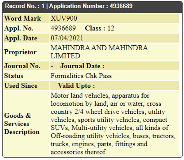 Mahindra XUV Trademarks: महिंद्रा ने एक्सयूवी900, 400 और 100 नाम कराया रजिस्टर, जानें क्या है योजना Mahindra XUV Trademarks: महिंद्रा ने एक्सयूवी900, 400 और 100 नाम कराया रजिस्टर, जानें क्या है योजना