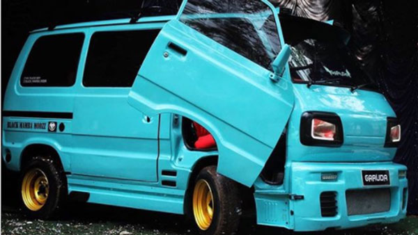 इस Maruti Omni में लगाए गए Lamborghini स्टाइल सिजर डोर और बेहतरीन बॉडी किट, तस्वीरें