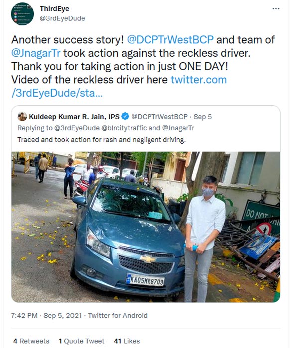सड़क पर क्रूज कार से कर रहा था रैश ड्राइविंग, ट्विटर यूजर ने सिखाया सबक