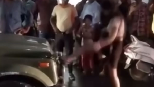 शराब के नशे में फीमेल मॉडल ने Indian Army की Maruti Gypsy को मारी लात, घटना का वीडियो वायरल