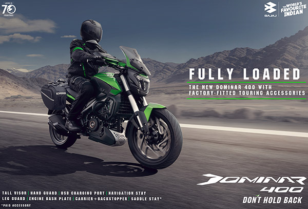 फैक्ट्री फिटेड टूरिंग एक्सेसरीज के साथ लॉन्च हुई नई Bajaj Dominar 400, देखें नया बेहतरीन लुक