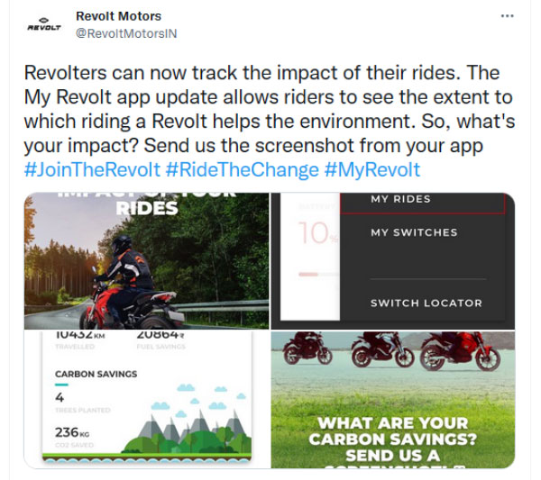 अब Revolt Motors के ग्राहकों को मिलेगी कार्बन बचत की जानकारी, जानें कैसे देखें