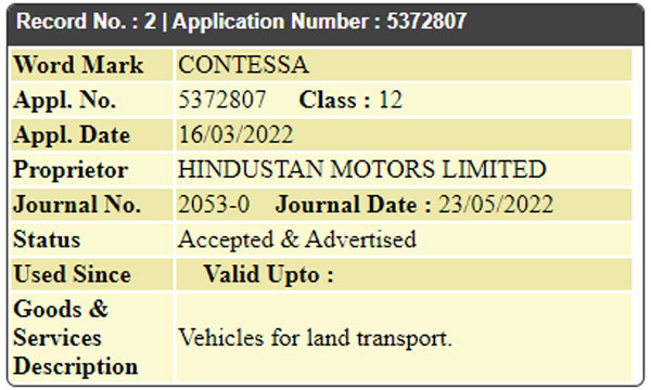 वापस आने वाली है ‘देशी Muscle कार’ Contessa, कंपनी ने नाम के लिए दायर किया ट्रेडमार्क