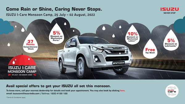 इसुजु इंडिया ने ग्राहकों के लिए आयोजित किया मानसून सर्विस कैंप, जानें क्या होने वाले हैं फायदे