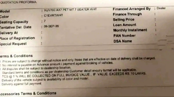 Mahindra XUV700 Delivery Date