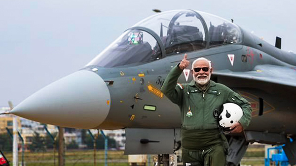 Prime Minister Narendra Modi takes a sortie on the Tejas