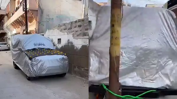 Mahindra Scorpio Tied to Pole 