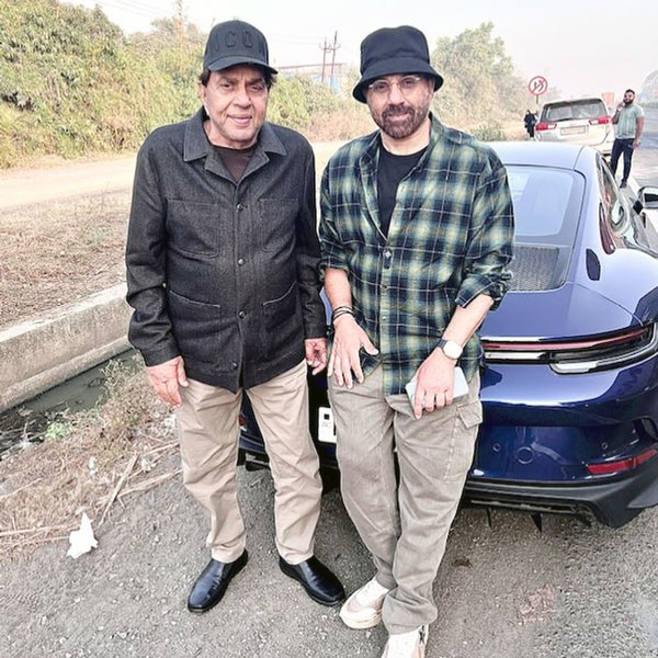Sunny Deol and Dharmendra Enjoying Road Trip in Porsche Porsche 911 GT3