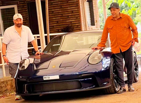 Sunny Deol and Dharmendra Enjoying Road Trip in Porsche Porsche 911 GT3