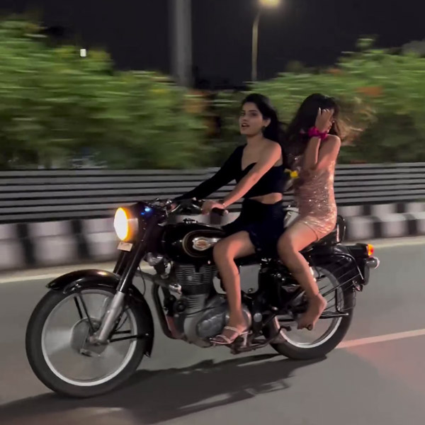 Royal Enfield Bullet 350 Girls Riding in High Heels