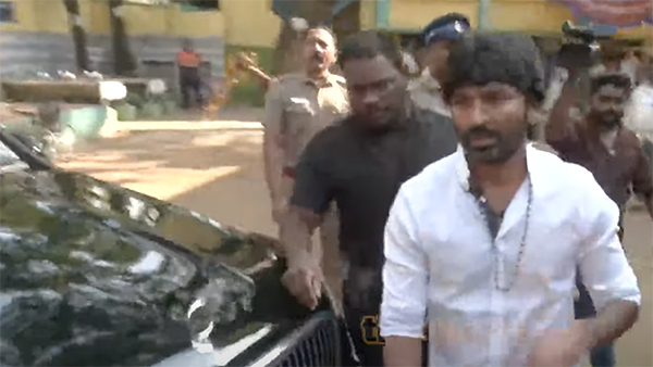 Actor Dhanush Arrives To Cast Vote In Mercedes