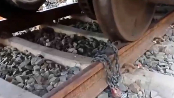 Cyclone Remal Railway Track Tied with Chain