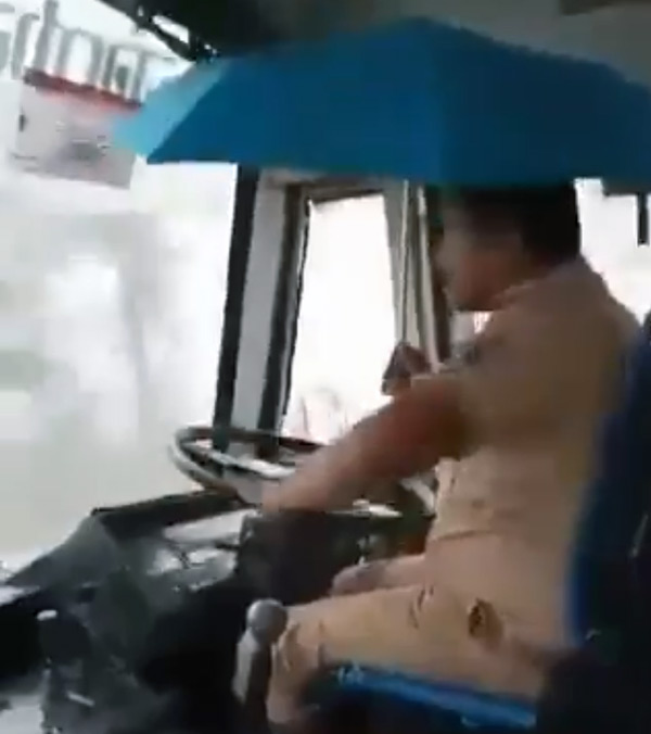 NWKRTC Driver Suspended Using Umbrella
