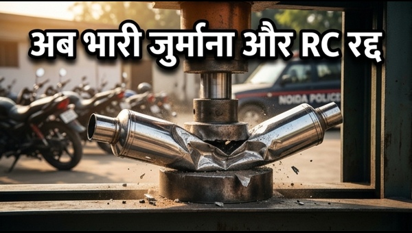 Noida Police Crushing Modified Bike Silencers: Legal Rules and Fines Explained