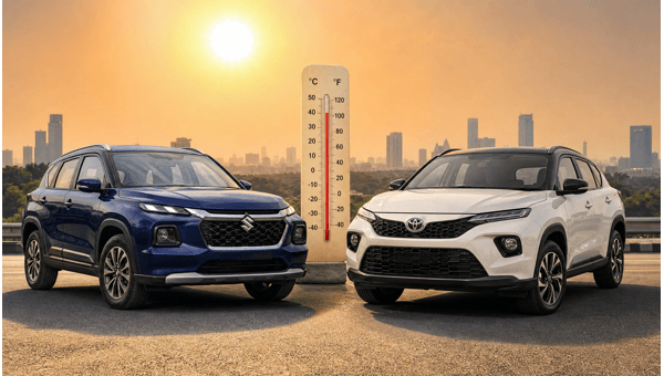 Grand Vitara vs Hyryder Hybrid: Which SUV offers better mileage in 2026 extreme heat? A detailed performance comparison.