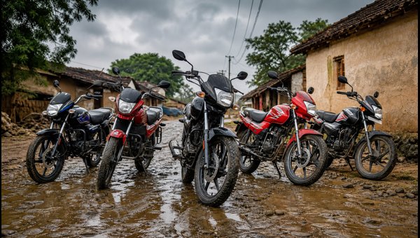 Best Bikes for Rural Roads and Monsoon: Top 5 Durable 100-125cc Motorcycles Under 1 Lakh in 2026 Best Bikes for Rural Roads and Monsoon: Top 5 Durable 100-125cc Motorcycles Under 1 Lakh in 2026