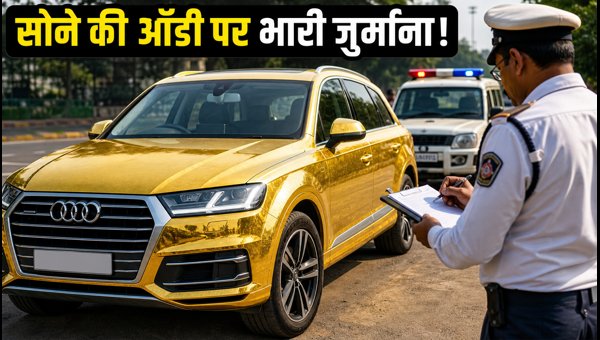 Gold Wrapped Audi Q7 Fined in Pimpri-Chinchwad: Illegal Car Modifications and Traffic Rules 2026 Gold Wrapped Audi Q7 Fined in Pimpri-Chinchwad: Illegal Car Modifications and Traffic Rules 2026