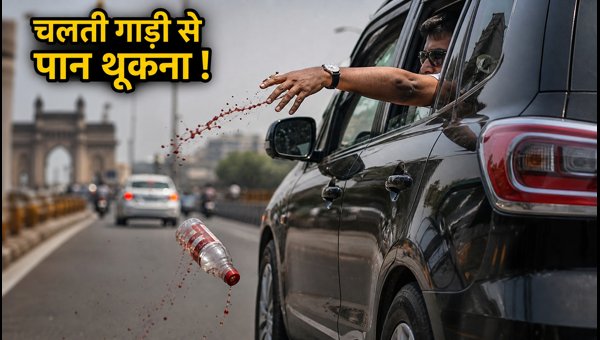 Mumbai Viral Video: SUV Passengers Spitting Paan and Littering on Road, Police Investigation 2026