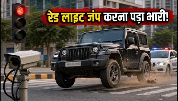 Mahindra Thar Red Light Jump in Noida: Police Action, E-Challan, and Legal Consequences Explained