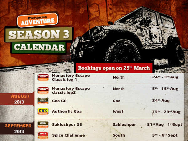 Mahindra Adventure Calendar For Season 3