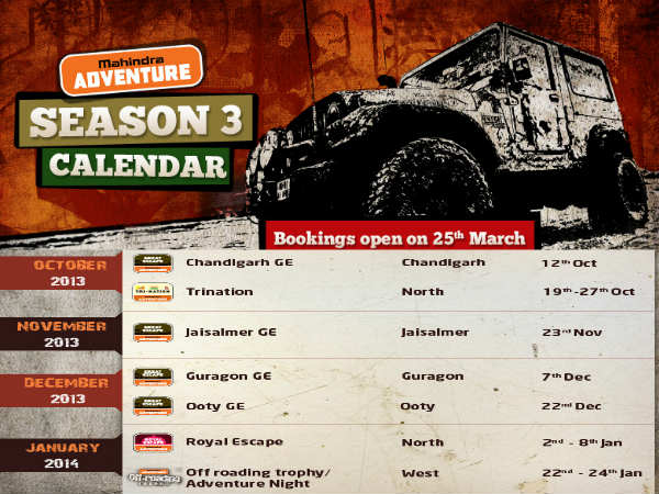 Mahindra Adventure Calendar For Season 3