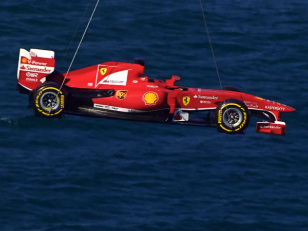 Ferrari F1 Car Flies Into Barcelona