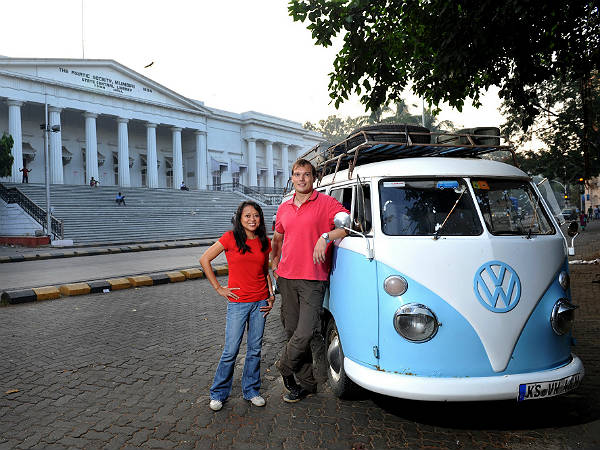 driving around the world on a classic volkswagen van