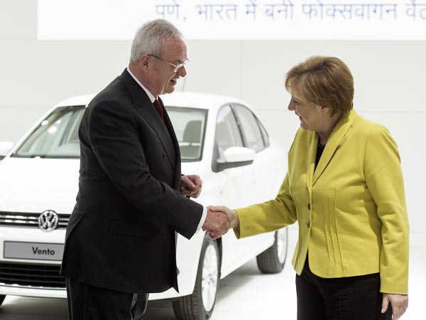 german chancellor merkel at volkswagen germany